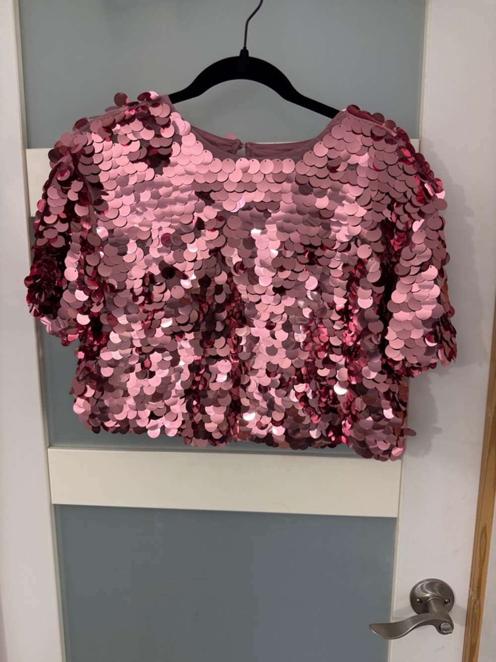 a new day Pink Sequin Crop Top